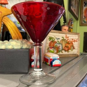 2 Large Martini Ruby Red glasses..